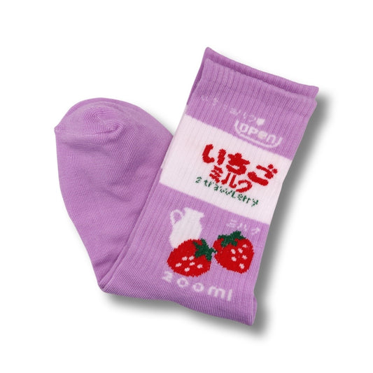 Strawberry Milk Crew Socks - Lavender